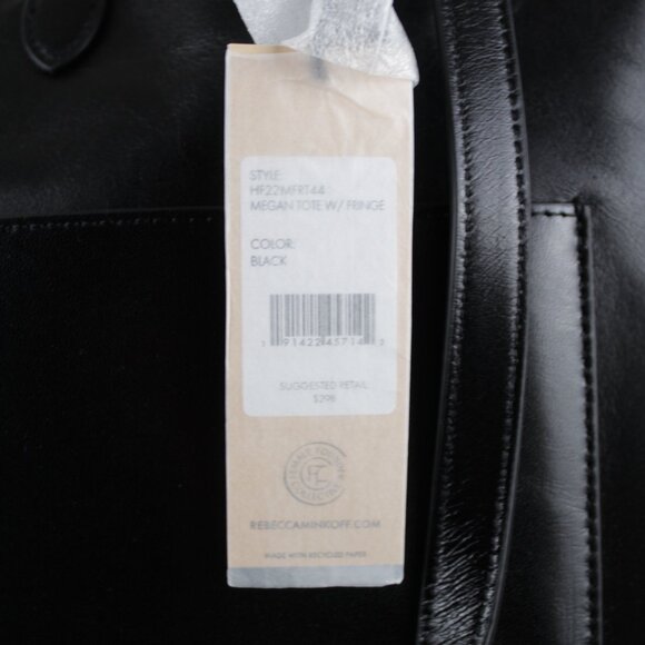 Rebecca Minkoff - Megan Black Suede and Leather Shopper Tote with fringe - Picture 6 of 8